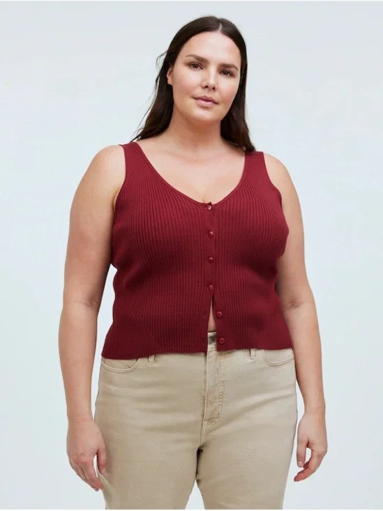 Madewell The Signature Knit Button-Front Sweater Tank - Picture 1 of 8